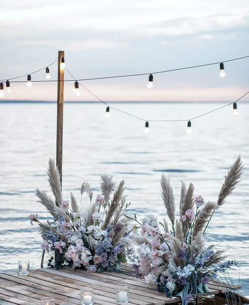 Wedding promenade on the jetty